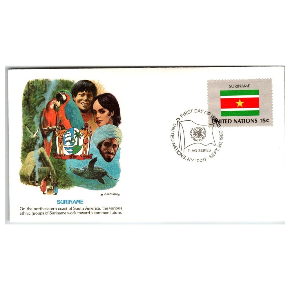 United Nations FDC 1980 Flag Series Suriname First Day Issue